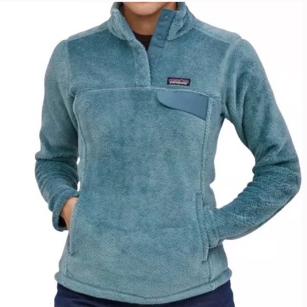 Patagonia Sz M Abalone Blue Women’s Re-Tool Snap T Fleece Pullover Jacket